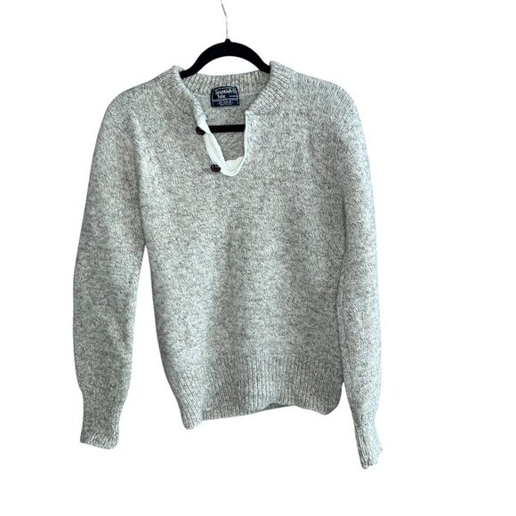 Scottish Isle Men's Oatmeal Heather Henley Wool Blend Sweater Size Medium USA - Picture 1 of 6